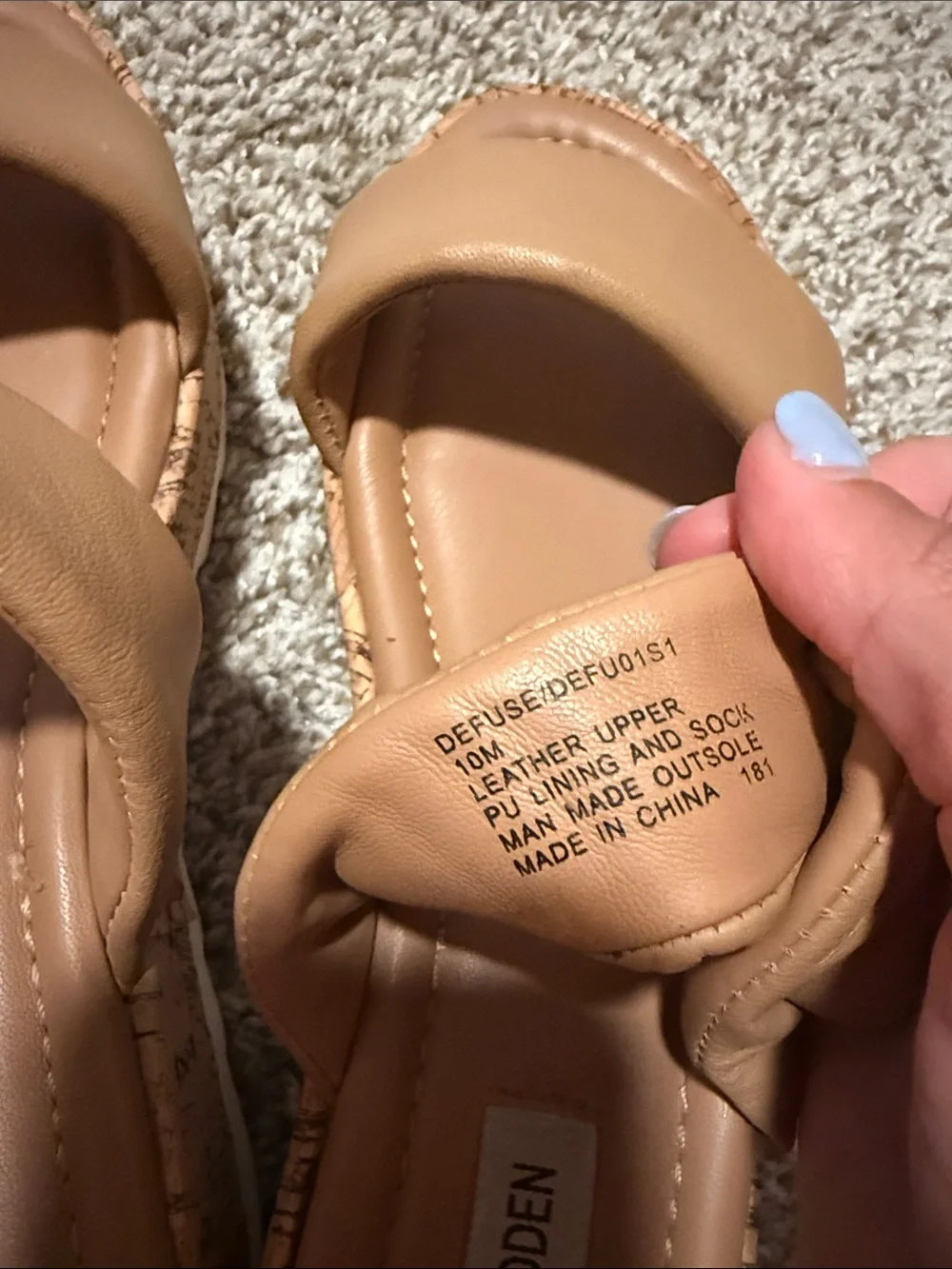 Steve Madden Tan Cork-Platform Dual-Strap Slide Sandals